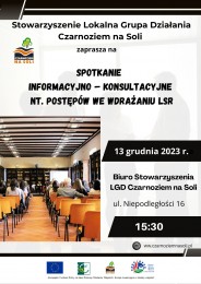 LGD Czarnoziem na Soli - Zapraszamy na spotkanie informacyjno - konsultacyjne nt. postępów we wdrażaniu LSR.